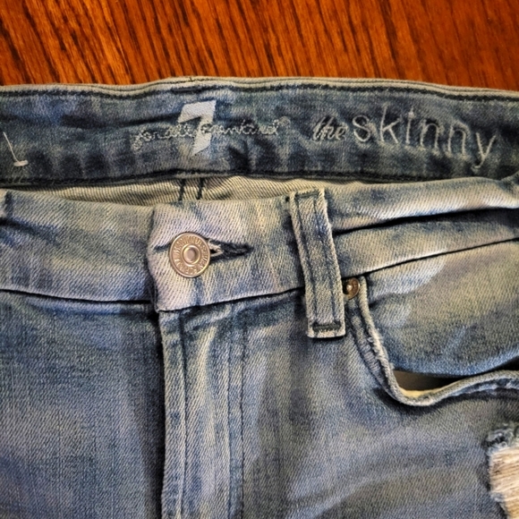 7 For All Mankind Size 28 Distressed Skinny Jeans - Picture 6 of 10